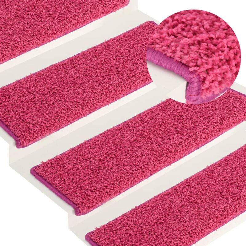 

Alfombras de peldaños de escalera 15 uds rosa 65x25 cm