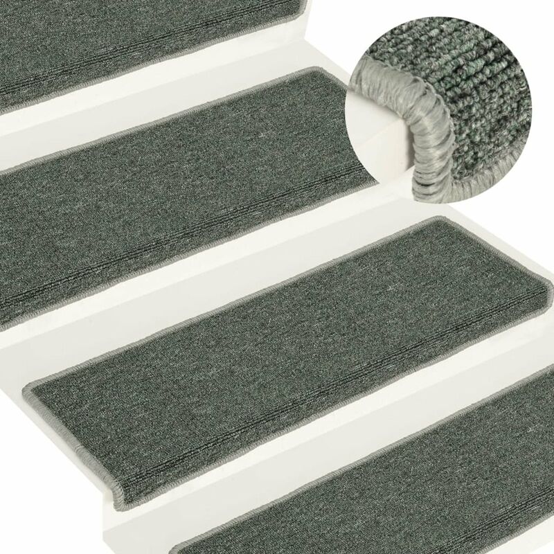 

Alfombras de peldanos de escalera 15 uds verde 65x25 cm