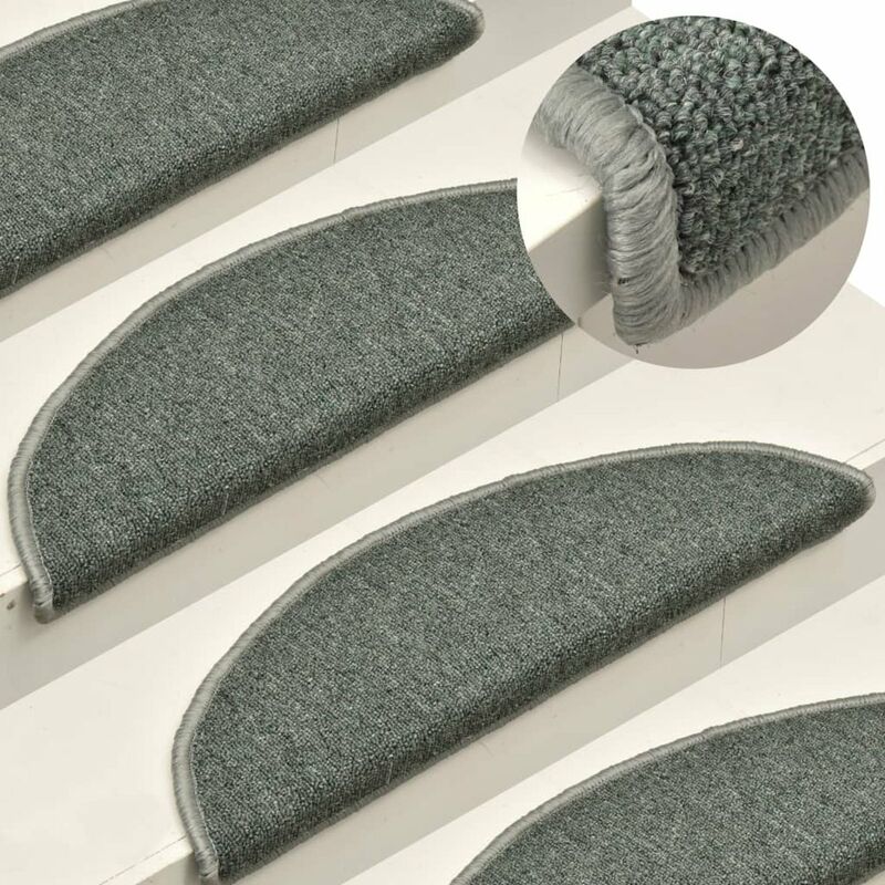 

Alfombras de peldanos de escalera 15 uds verde oscuro 65x24x4cm