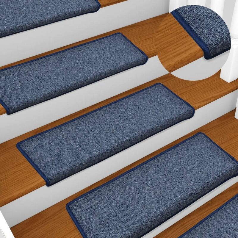 

Alfombras de peldanos de escalera 15 uds azul 65x25 cm