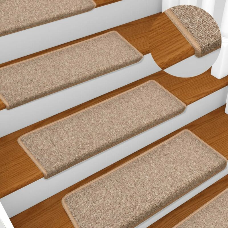 

Happyshopping - Alfombras de peldanos de escalera 15 uds marron claro 65x25 cm