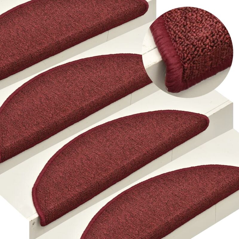 

Alfombras de peldaños de escalera 15 uds rojo 56x17x3 cm - Rojo