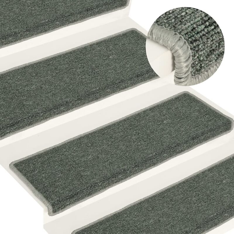 

Alfombras de peldaos de escalera 15 uds verde 65x25 cm - Verde