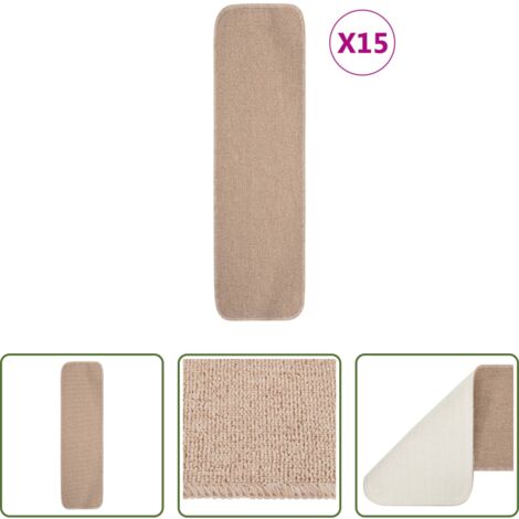 Alfombras para escaleras -  Alfombrillas de escalera 15 uds beige rectangular 75x20 cm