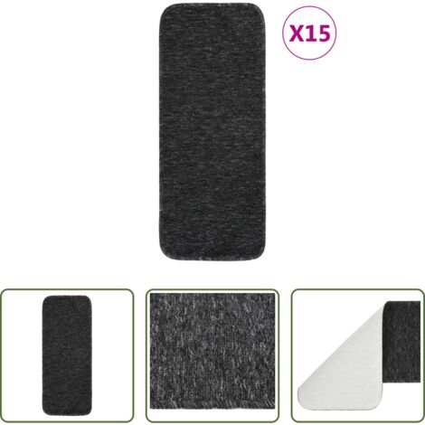 Alfombras para escaleras -  Alfombrillas escalera 15 uds antracita rectangular 60x25 cm