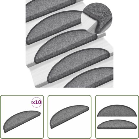 Alfombras para escaleras -  Alfombrillas para escaleras 10 unidades 56x17x3 cm Gris oscuro Semicircular