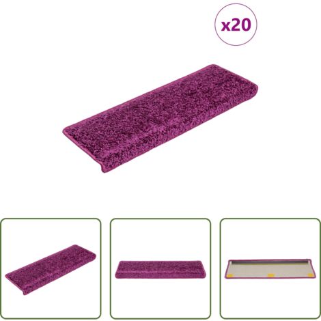 Alfombras para escaleras -  Alfombrillas para escaleras 20 unidades 65x21x4 cm violeta borde rectangular