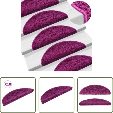 Alfombras para escaleras -  Felpudos para escaleras (10 unidades, 56 x 17 x 3 cm, violeta, semicirculares)
