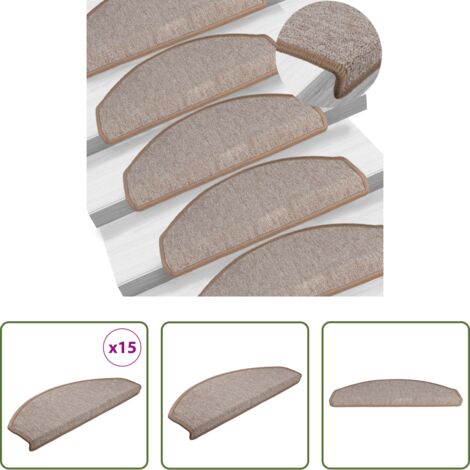 Alfombras para escaleras -  Felpudos para escaleras 15 uds 65x24x4 cm Marrón Claro Semicircular Grande