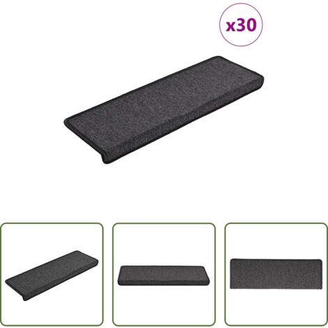 Alfombras para escaleras -  Felpudos para escaleras 30 unidades 65x21x4 cm antracita borde rectangular