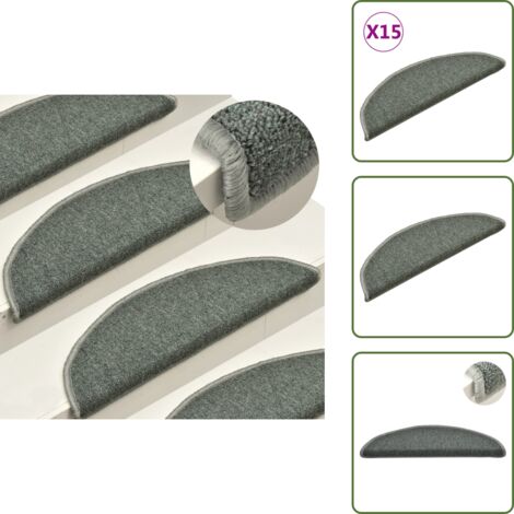Alfombras para escaleras semicirculares - vidaXL Felpudos para escaleras 15 uds 56x17x3 cm Verde oscuro Semicircular - Alfombras de peldaños para escaleras