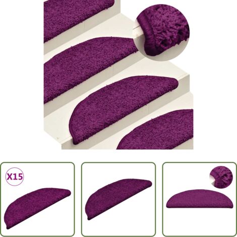 Alfombras para peldaños -  Alfombrillas para escaleras 15 unidades 56x17x3 cm Rosa Semicircular