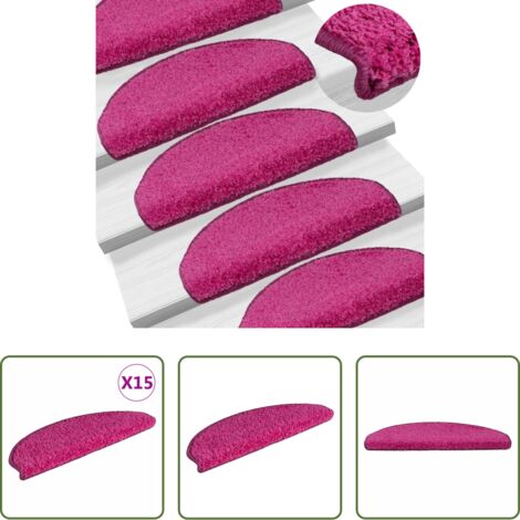 Alfombras para peldaños -  Alfombrillas para escaleras 15 unidades 65x21x4 cm Rosa Semicircular Grande