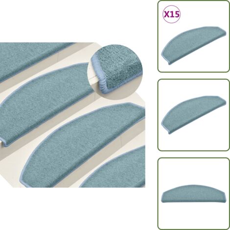 Alfombras para peldaños - vidaXL Felpudos para escaleras 15 unidades 65x24x4 cm Azul Mar Semicircular Grande - Alfombras para escaleras azul marino