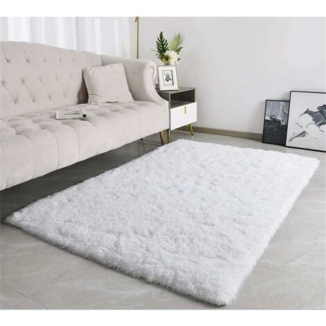Alfombras Shaggy para sala de estar adecuadas para la decoración del dormitorio de los niños (blanco, 40x60cm)