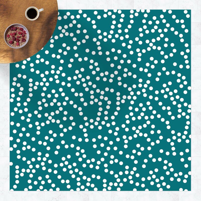 

Alfombras vinílicas - Aboriginal Dot Pattern Bluish Green - Cuadrado 1:1 Dimensión LxA: 80cm x 80cm