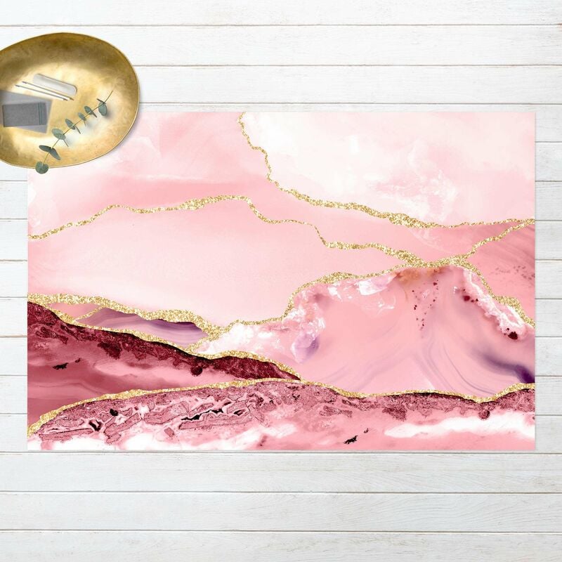 

Alfombras vinílicas - Abstract Mountains Pink With Golden Lines - Apaisado 2:3 Dimensión LxA: 60cm x 90cm