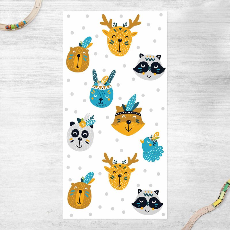 

Alfombras vinílicas - Animal Friends With Small Feathered Headdresses - Alto 2:1 Dimensión LxA: 160cm x 80cm