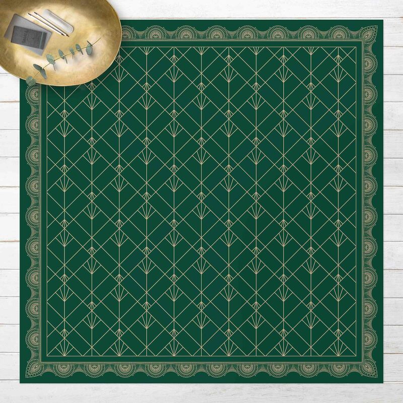 

Bilderwelten - Alfombras vinílicas - Art Deco Palm With Border - Cuadrado 1:1 Dimensión LxA: 140cm x 140cm