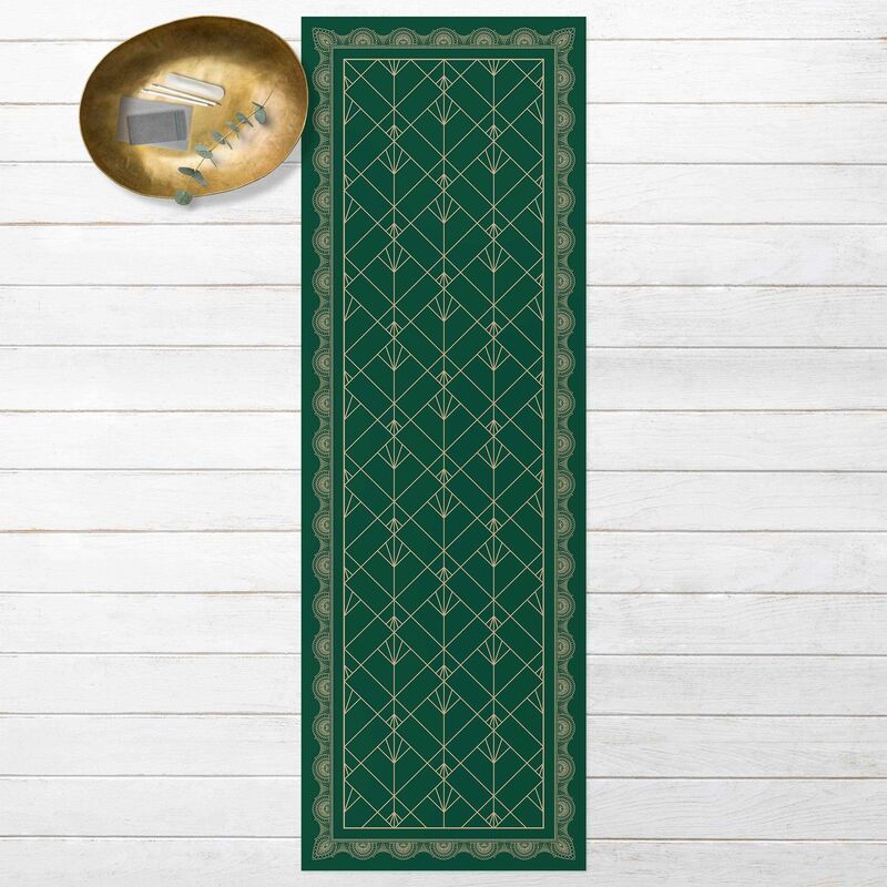 

Bilderwelten - Alfombras vinílicas - Art Deco Palm With Border - Panorámico Dimensión LxA: 210cm x 70cm