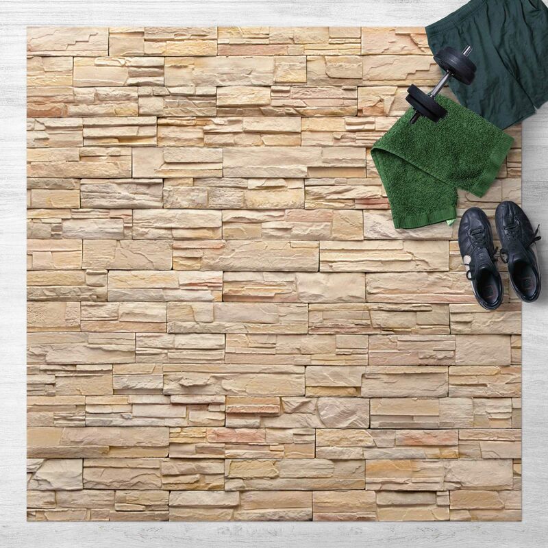 

Bilderwelten - Alfombras vinílicas - Asian Stonewall - High Bright Stonewall Made Of Cosy Stones - Cuadrado 1:1 Dimensión LxA: 120cm x 120cm