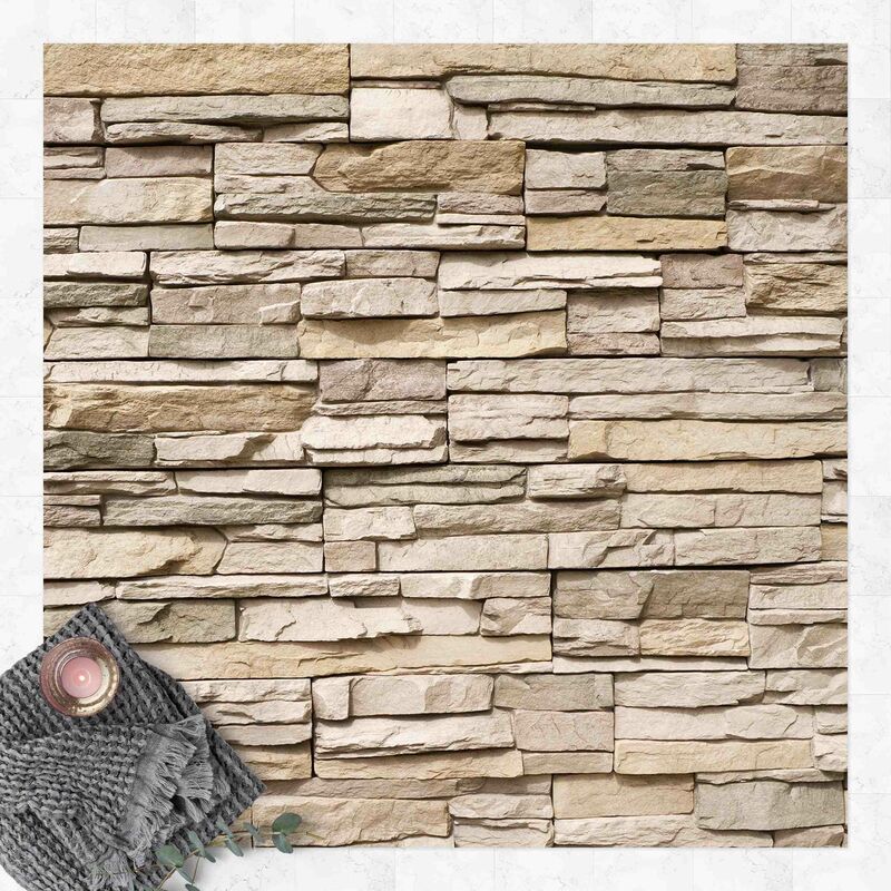 

Bilderwelten - Alfombras vinílicas - Asian Stonewall - Stone Wall From Large Light Coloured Stones - Cuadrado 1:1 Dimensión LxA: 120cm x 120cm