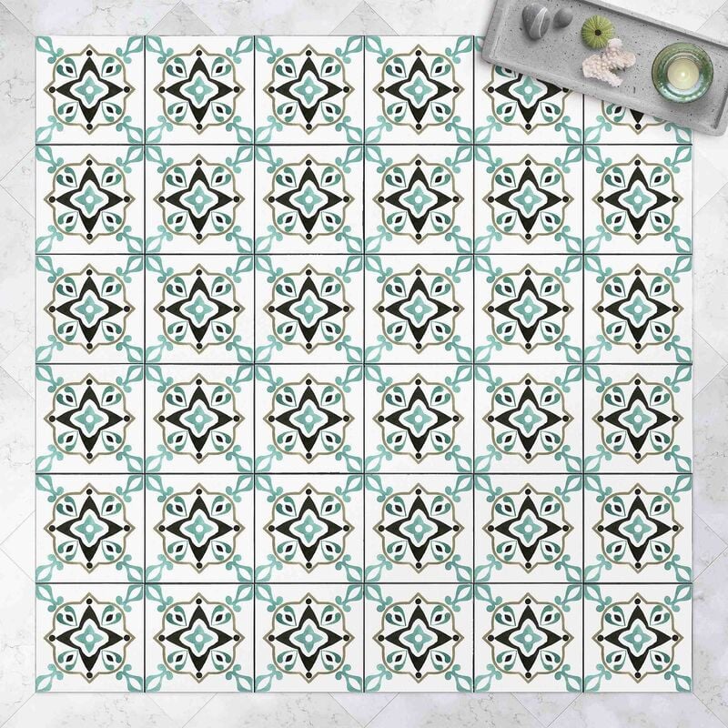 

Bilderwelten - Alfombras vinílicas - Backsplash Brown Turquoise - Cuadrado 1:1 Dimensión LxA: 140cm x 140cm