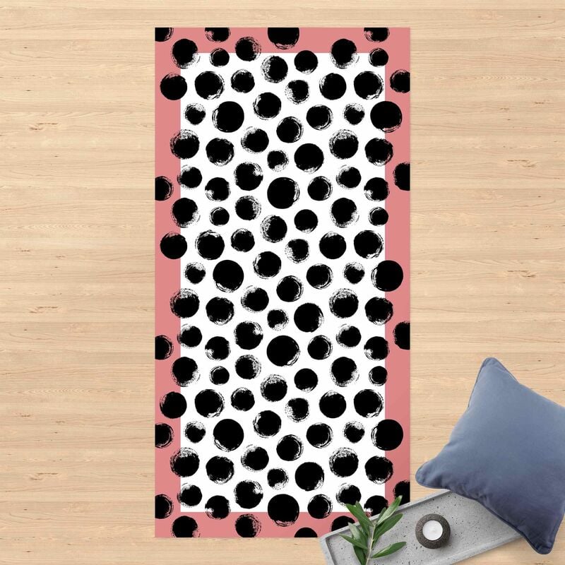 

Alfombras vinílicas - Black Ink Polka Dots With Frame - Alto 2:1 Dimensión LxA: 260cm x 130cm