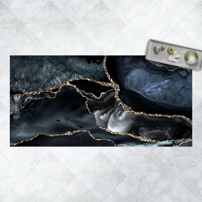 

Alfombras vinílicas - Black With Glitter Gold - Apaisado 1:2 Dimensión LxA: 120cm x 240cm