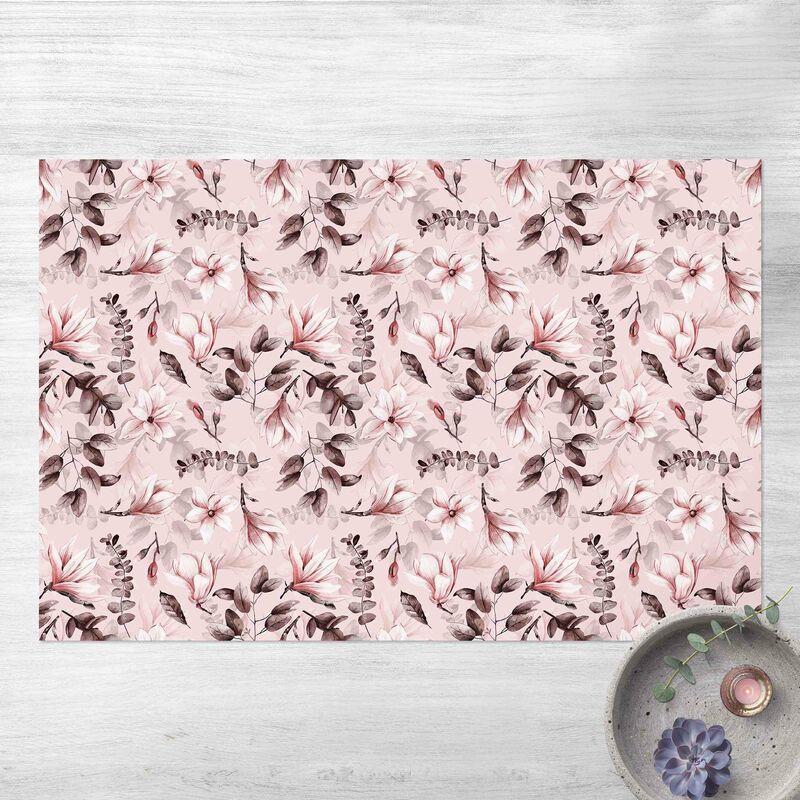 

Alfombras vinílicas - Blossoms With Gray Leaves In Front Of Pink - Apaisado 2:3 Dimensión LxA: 100cm x 150cm