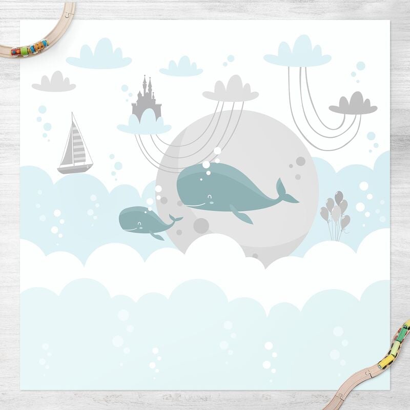 

Bilderwelten - Alfombras vinílicas - Clouds With Whale And Castle - Cuadrado 1:1 Dimensión LxA: 140cm x 140cm