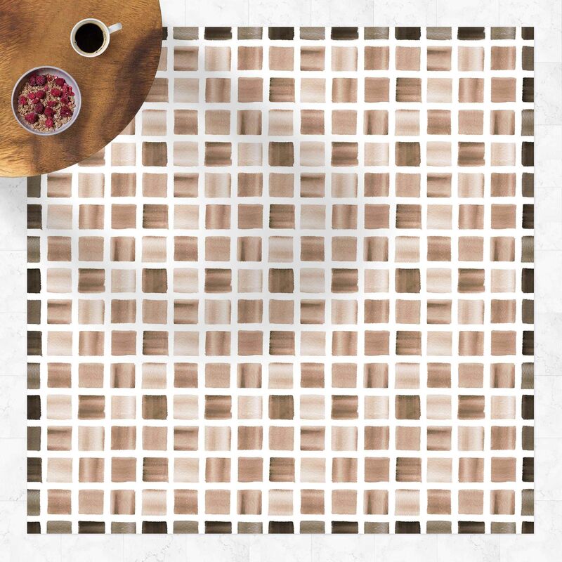 

Alfombras vinílicas - Coffee Coloured Watercolour Mosaic - Cuadrado 1:1 Dimensión LxA: 60cm x 60cm