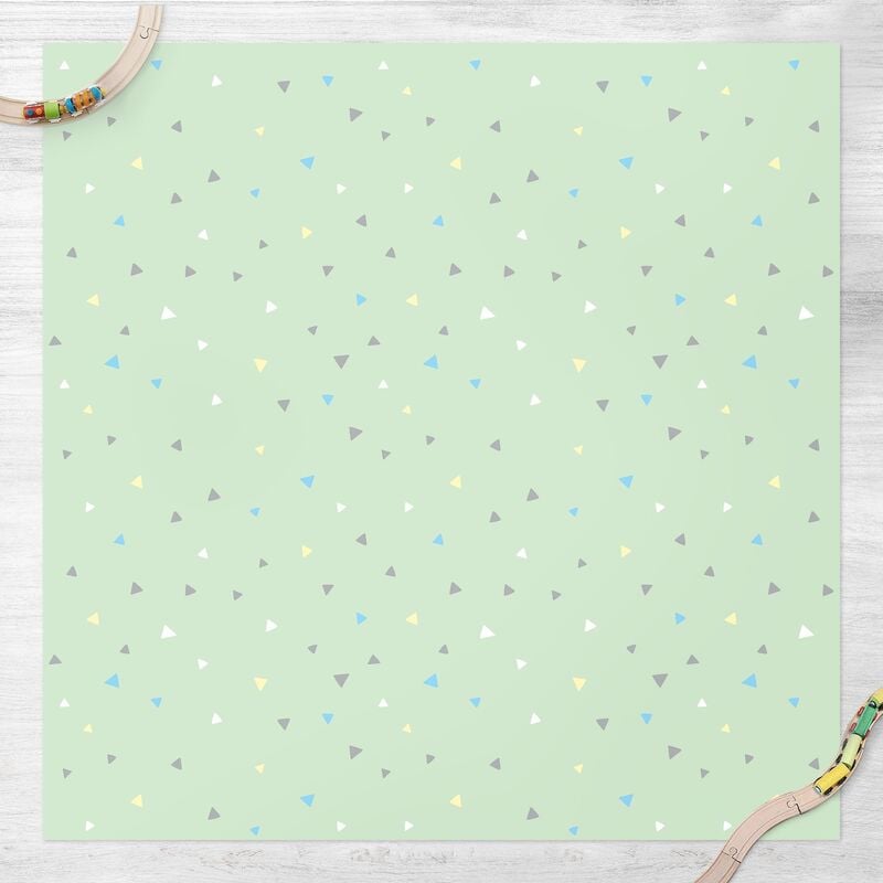 

Alfombras vinílicas - Colourful Drawn Pastel Triangles On Green - Cuadrado 1:1 Dimensión LxA: 80cm x 80cm