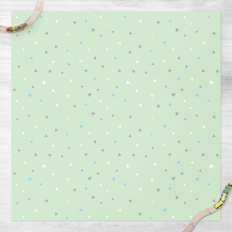 

Alfombras vinílicas - Colourful Drawn Pastel Triangles On Green - Cuadrado 1:1 Dimensión LxA: 120cm x 120cm