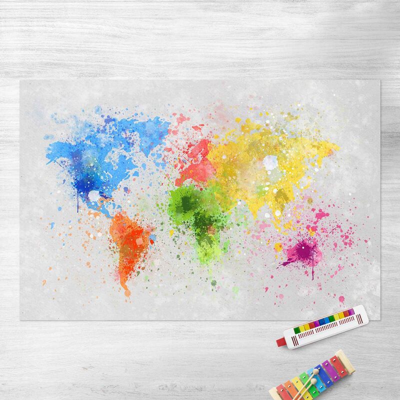 

Alfombras vinílicas - Colourful Splodges World Map - Apaisado 2:3 Dimensión LxA: 100cm x 150cm