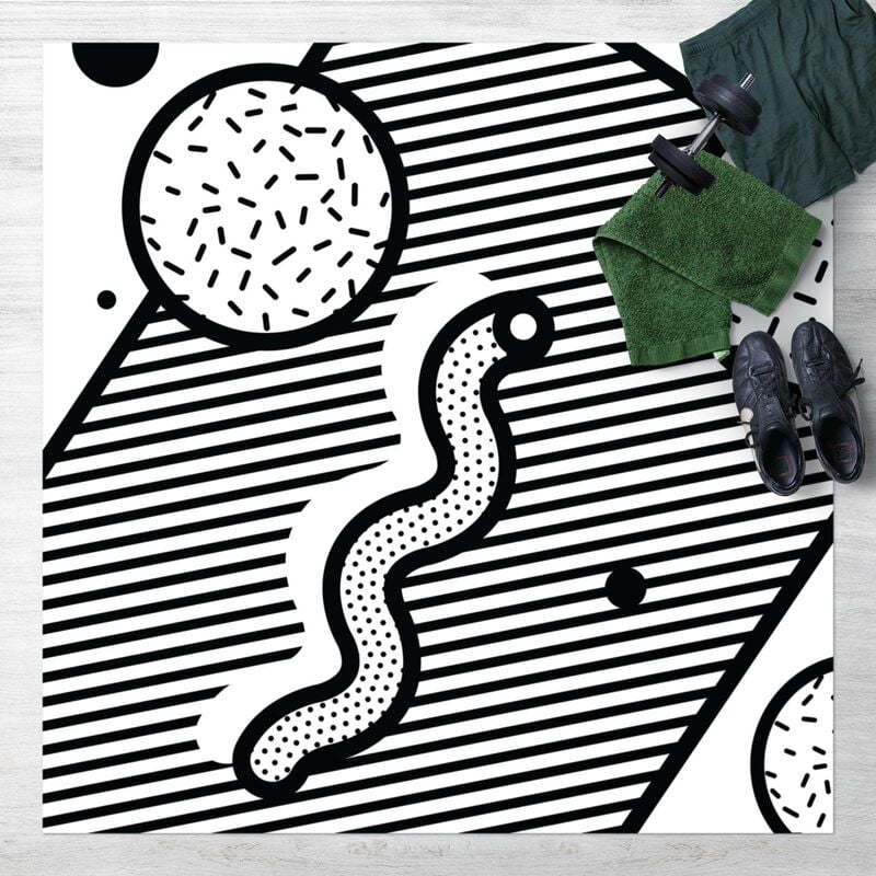 

Alfombras vinílicas - Composition Neo Memphis Black And White - Cuadrado 1:1 Dimensión LxA: 40cm x 40cm