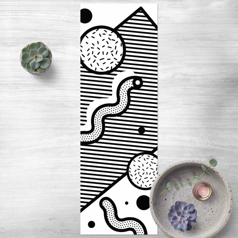 

Bilderwelten - Alfombras vinílicas - Composition Neo Memphis Black And White - Panorámico Dimensión LxA: 300cm x 100cm