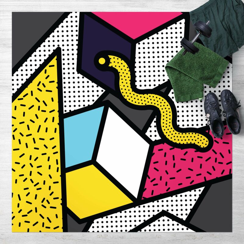

Bilderwelten - Alfombras vinílicas - Composition Neo Memphis Dots And Stripes - Cuadrado 1:1 Dimensión LxA: 120cm x 120cm