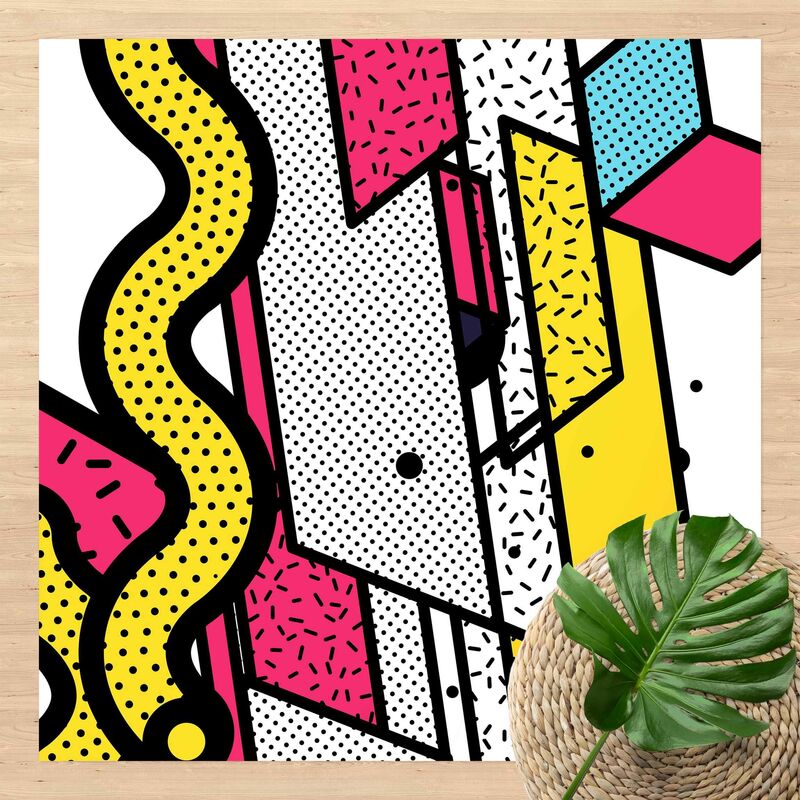 

Alfombras vinílicas - Composition Neo Memphis Pink And Yellow - Cuadrado 1:1 Dimensión LxA: 40cm x 40cm