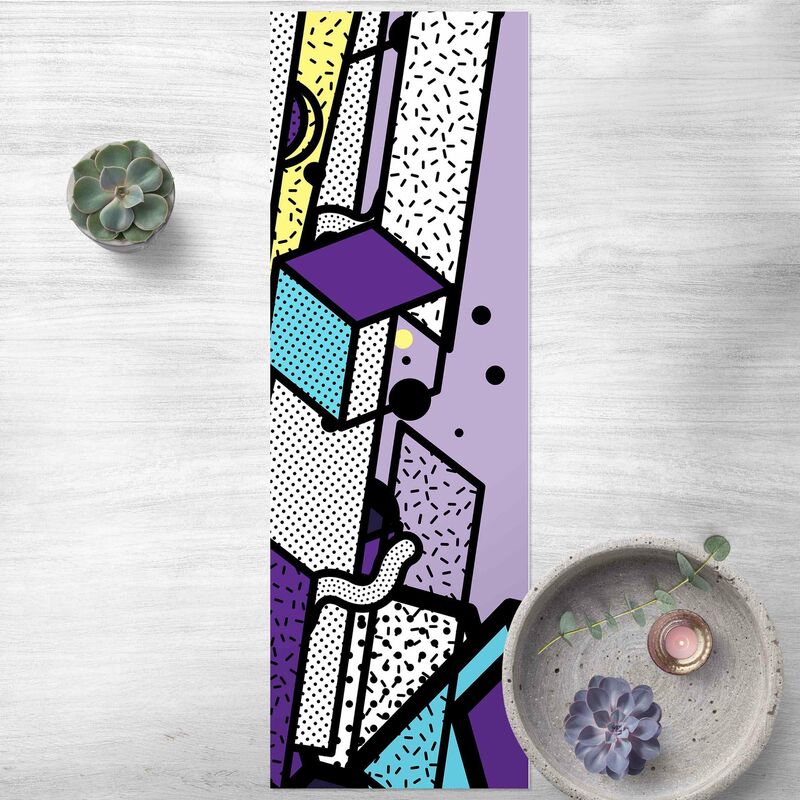 

Bilderwelten - Alfombras vinílicas - Composition Neo Memphis Purple And Yellow - Panorámico Dimensión LxA: 270cm x 90cm