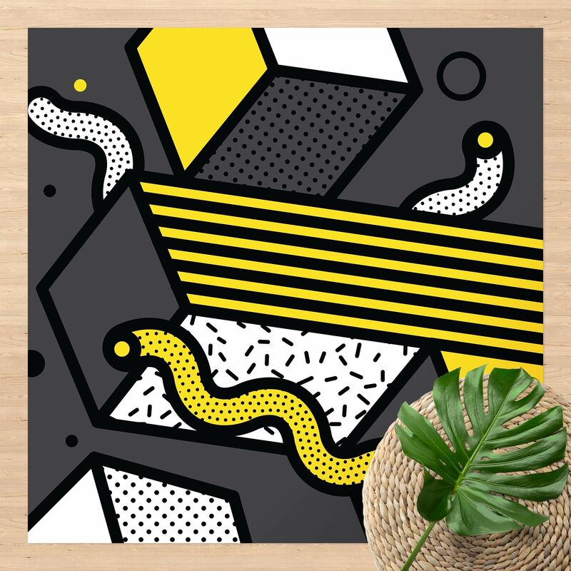 

Bilderwelten - Alfombras vinílicas - Composition Neo Memphis Yellow And Grey - Cuadrado 1:1 Dimensión LxA: 140cm x 140cm