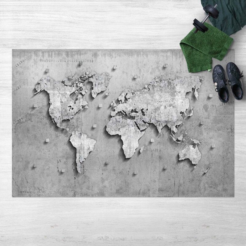 

Alfombras vinílicas - Concrete World Map - Apaisado 2:3 Dimensión LxA: 100cm x 150cm