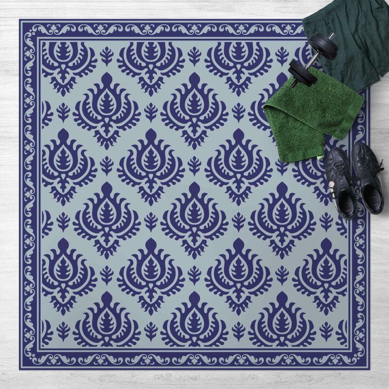 

Alfombras vinílicas - Dark Blue Broque Light With Border - Cuadrado 1:1 Dimensión LxA: 60cm x 60cm