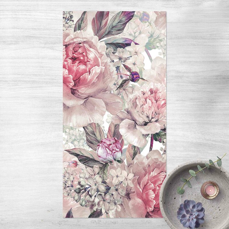 

Alfombras vinílicas - Delicate Watercolour Peony Pattern - Alto 2:1 Dimensión LxA: 120cm x 60cm