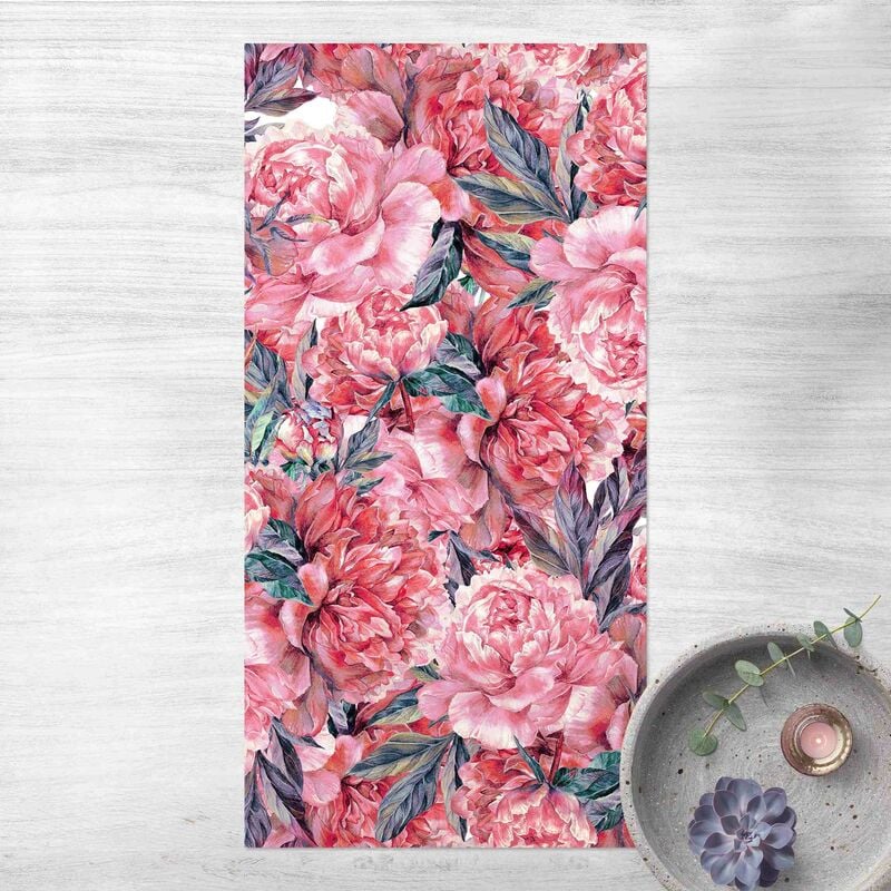 

Bilderwelten - Alfombras vinílicas - Delicate Watercolour Red Peony Pattern - Alto 2:1 Dimensión LxA: 80cm x 40cm