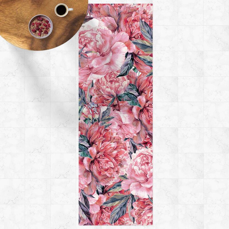 

Alfombras vinílicas - Delicate Watercolour Red Peony Pattern - Panorámico Dimensión LxA: 180cm x 60cm