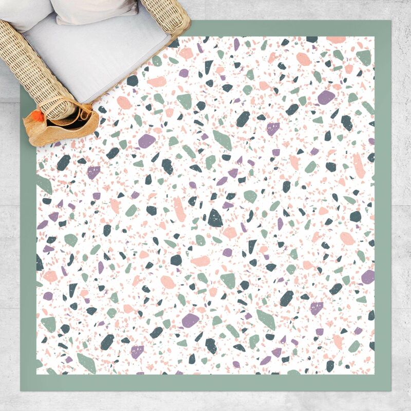 

Alfombras vinílicas - Detailed Terrazzo Pattern Agrigento With Frame - Cuadrado 1:1 Dimensión LxA: 40cm x 40cm