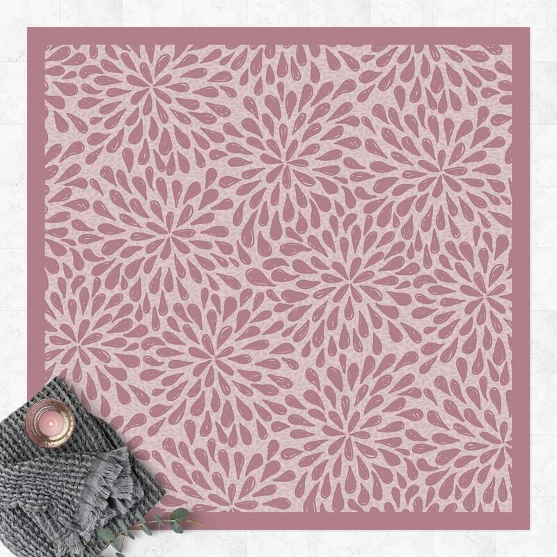 

Bilderwelten - Alfombras vinílicas - Drawn Drop Flowers With Frame - Cuadrado 1:1 Dimensión LxA: 120cm x 120cm