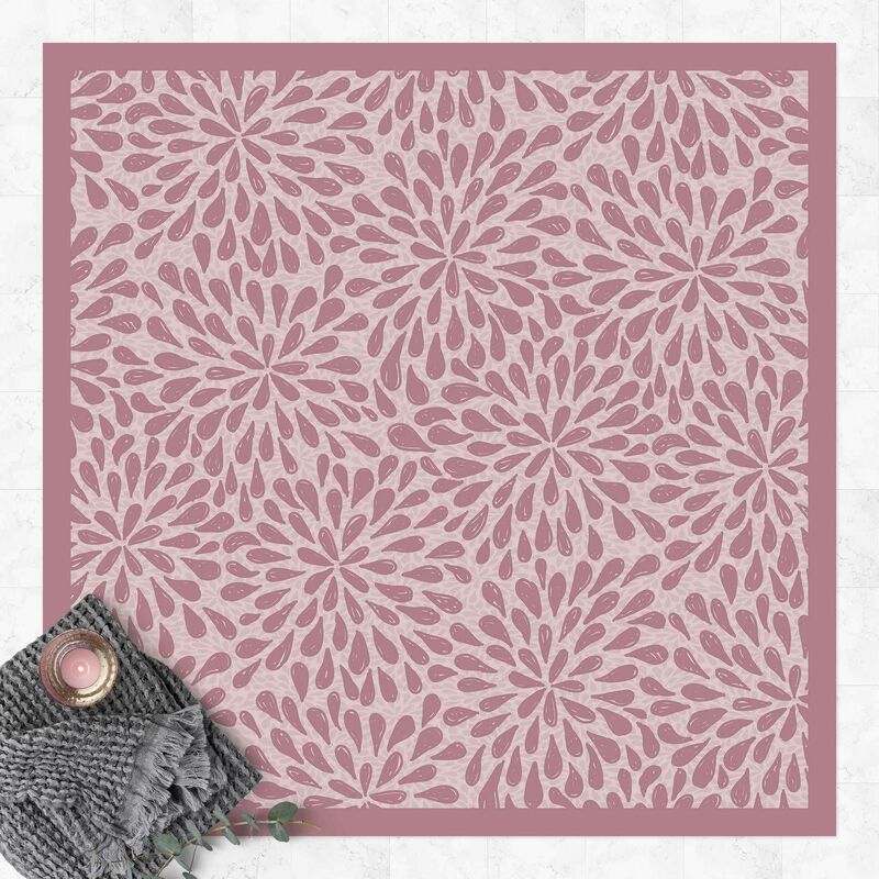 

Bilderwelten - Alfombras vinílicas - Drawn Drop Flowers With Frame - Cuadrado 1:1 Dimensión LxA: 140cm x 140cm