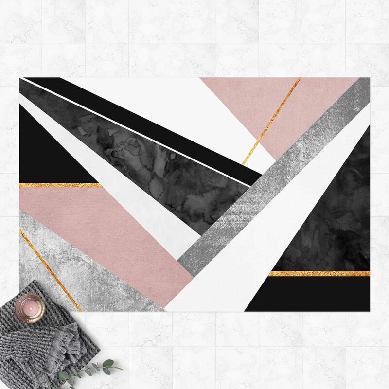 

Alfombras vinílicas - Elisabeth Fredriksson - Black And White Geometry With Gold - Apaisado 2:3 Dimensión LxA: 80cm x 120cm